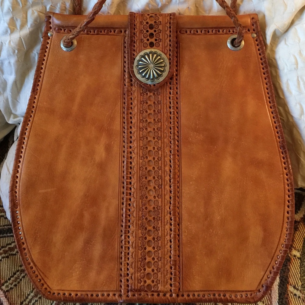 LG Leather Tooled Vintage Handbag~Sundance Style~!